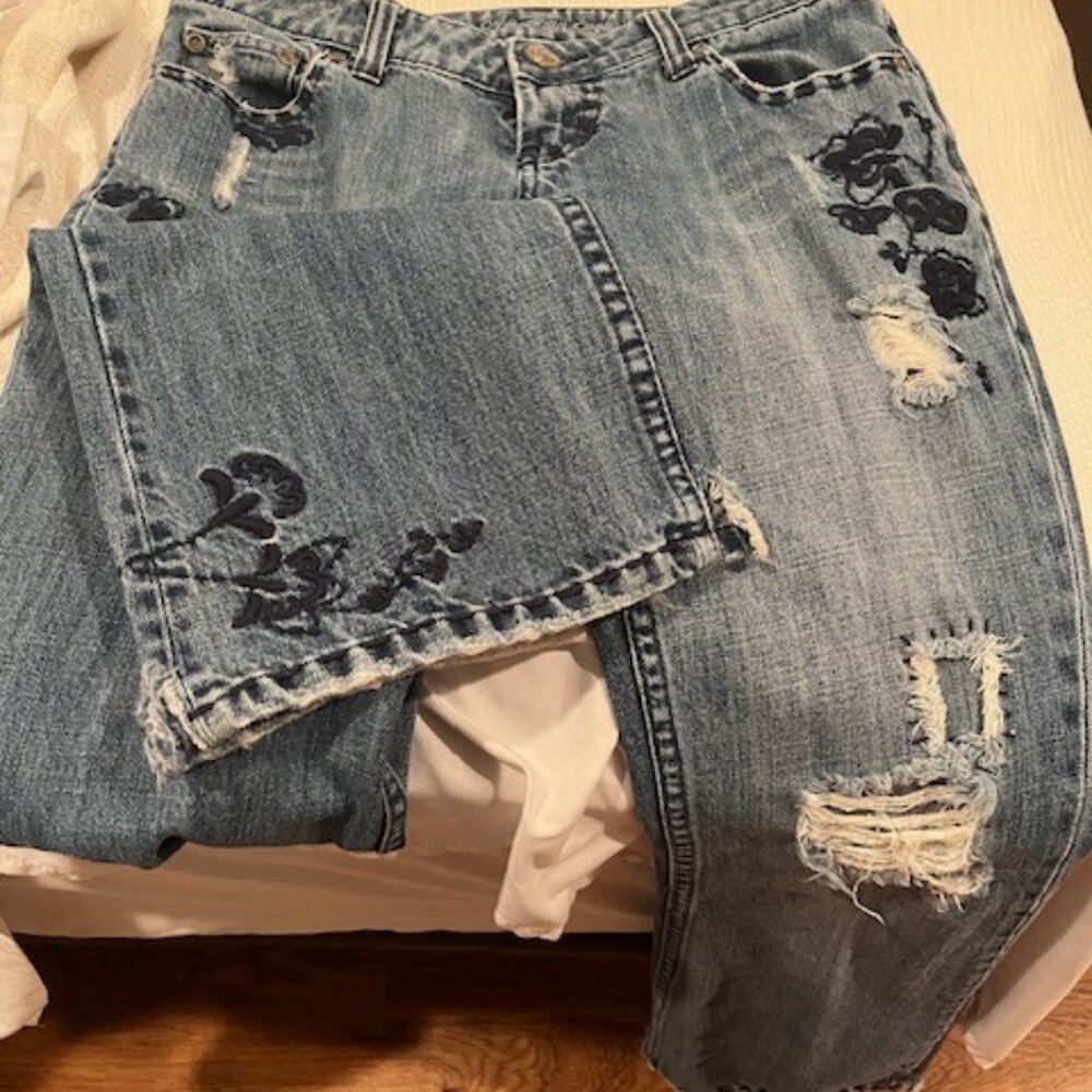 American Eagle Outfitters Stretch Skinny Flare Special Edition Detail Blue Jeans